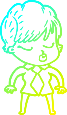 Bir insan tarafından çizilmiş gözleri olan bir karikatür kadın çizimi