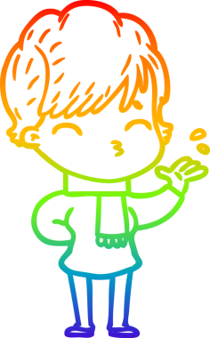 Gökkuşağı gradyan çizgi çizimi Bir insan tarafından çizilmiş bir çizgi kadın