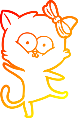 Bir insan tarafından çizilmiş çizgi film kedisinin sıcak çizgi çizimi