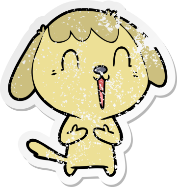 Bir insan tarafından çizilmiş şirin bir köpeğin sıkıntılı çıkartması.