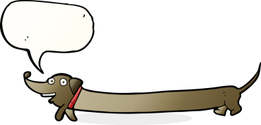 bir insan tarafından çizilmiş konuşma balonlu çizgi film dachshund 'u