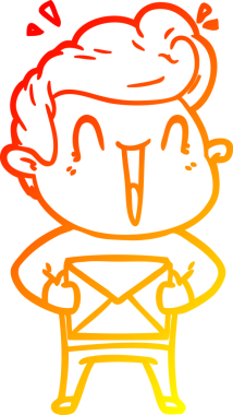 Bir insan tarafından çizilmiş, heyecanlı bir çizgi film çizimi.