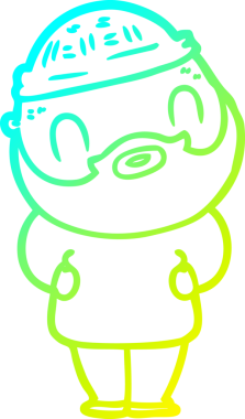 Bir insan tarafından çizilmiş sakallı bir karikatür çizimi.