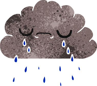 Bir insan tarafından çizilmiş ağlayan tatlı bulutun serbest çizimi.