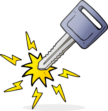 freehand drawn cartoon electric car key drawn by a human