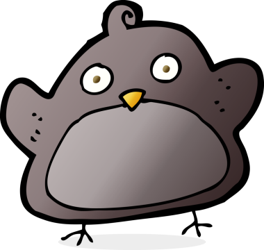 Bir insan tarafından çizilmiş çizgi film kuşu.