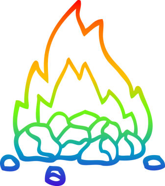 Gökkuşağı gradyan çizgi çizimi bir insan tarafından çizilmiş yanan kömürlerin