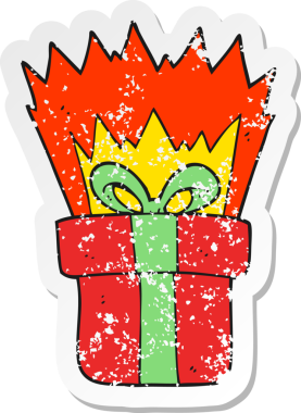 Bir insan tarafından çizilmiş bir karikatürün gerilimli geçmiş yılbaşı etiketi.