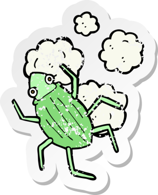 Bir insan tarafından çizilmiş bir karikatür böceğinin gerilimli yapıştırması