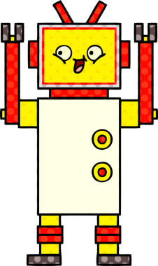 bir insan tarafından çizilmiş bir robotun çizgi roman tarzı