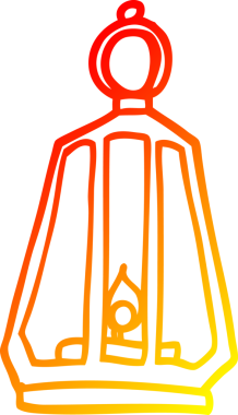 Bir insan tarafından çizilmiş çizgi film fenerinin sıcak gradyan çizimi