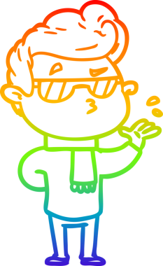 Gökkuşağı gradyan çizimi. Bir insan tarafından çizilmiş havalı bir adamın çizimi.