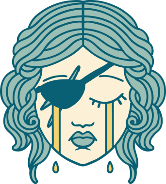 Retro Dövme Tarzı Ağlayan İnsan Haydut Karakteri