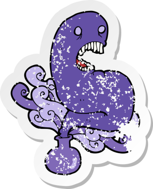 Bir insan tarafından çizilmiş şişedeki cadılar bayramı hayaletinin gerilimli yapıştırması.