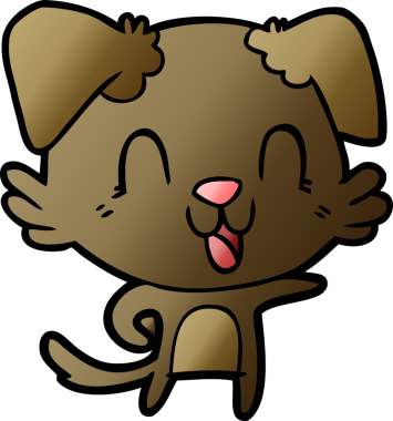 Bir insan tarafından çizilmiş gülen çizgi film köpeği.