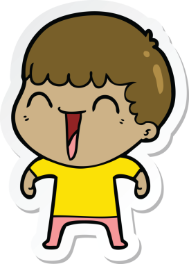 Bir insan tarafından çizilmiş mutlu bir adamın çıkartması.