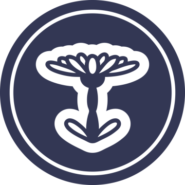 Çiçek açan dairesel simge bir insan tarafından çizilmiş.