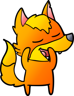 Bir insan tarafından çizilmiş tilki çizgi film karakteri