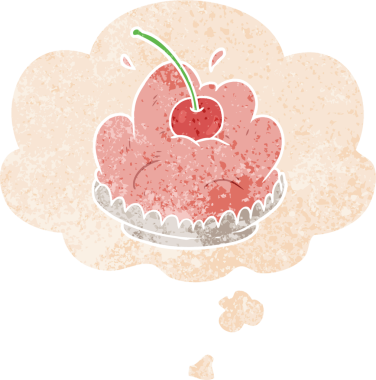 Düşünce baloncuklu karikatür tatlısı grunge dertli eski moda bir insan tarafından çizilmiş.