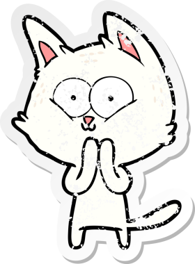 Bir insan tarafından çizilmiş karikatür bir kedinin sıkıntılı çıkartması.