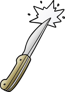 Bir insan tarafından çizilmiş keskin bir mutfak bıçağı.