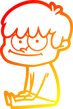 Bir insan tarafından çizilmiş mutlu bir çizgi film karakteri çizimi.