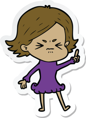 Bir insan tarafından çizilmiş kızgın bir kızın çıkartması.