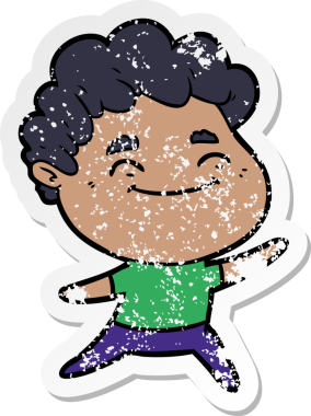 Bir insan tarafından çizilmiş, karikatür dostu bir adamın sıkıntılı çıkartması.