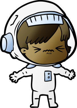 Bir insan tarafından çizilmiş kızgın uzay kızı.