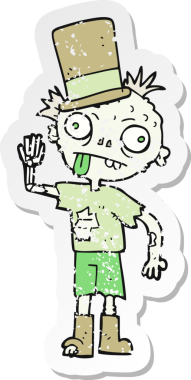 Bir insan tarafından çizilmiş zombi çizgi filminin gerilimli çıkartması.