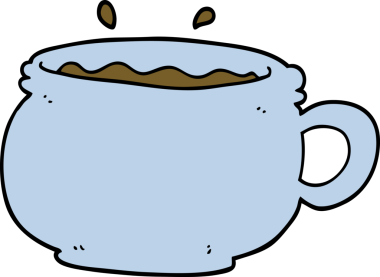 Bir insan tarafından çizilmiş sıcak kahve fincanı.