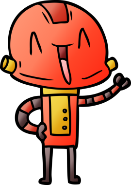 Bir insan tarafından çizilmiş çizgi film robotu