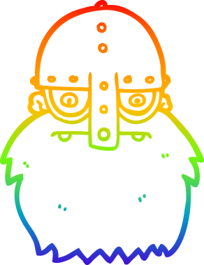 gökkuşağı gradyan çizgi çizimi bir insan tarafından çizilmiş viking yüz