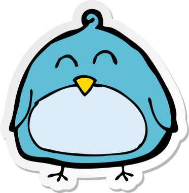 Bir insan tarafından çizilmiş komik bir karikatür kuşunun çıkartması.