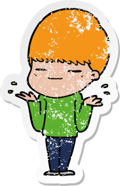 Bir insan tarafından çizilmiş kendini beğenmiş bir çizgi film karakterinin sıkıntılı çıkartması.