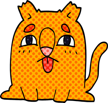 Bir insan tarafından çizilmiş komik bir kedi.