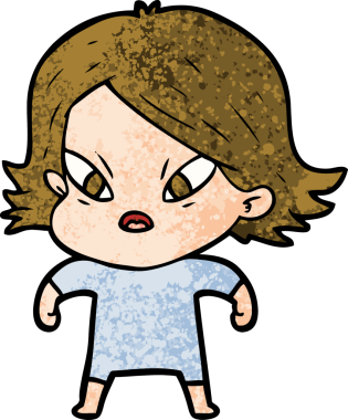 Çizgi film bir insan tarafından çizilmiş stresli kadın.