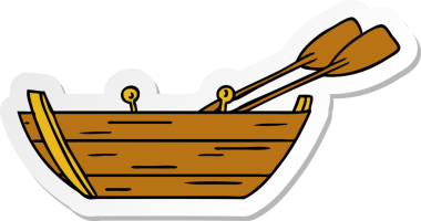 Bir insan tarafından çizilmiş ahşap bir teknenin el çizimi karikatürü.