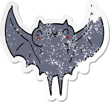 Bir insan tarafından çizilmiş karikatür yarasasının sıkıntılı çıkartması.