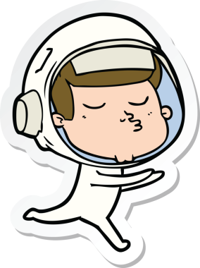 Bir insan tarafından çizilmiş kendine güvenen bir astronotun çıkartması.