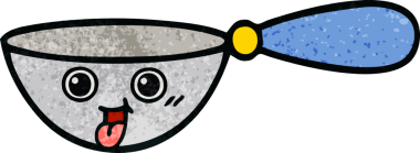 Bir insan tarafından çizilmiş bir kaşık retro grunge desen karikatürü.