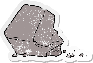 Bir insan tarafından çizilmiş büyük bir kaya karikatürünün sıkıntılı çıkartması