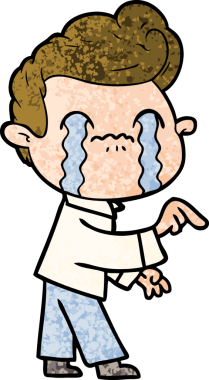 Bir insan tarafından çizilmiş ağlayan çizgi film adamı.