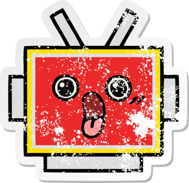 Bir insan tarafından çizilmiş sevimli robot kafasının sıkıntılı çıkartması.