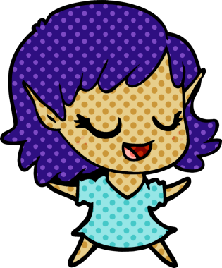 Bir insan tarafından çizilmiş mutlu elf kızı.