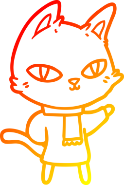 Bir insan tarafından çizilmiş çizgi film kedisinin sıcak çizgi çizimi