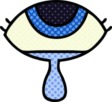 Bir insan tarafından çizilmiş ağlayan bir göz çizgi filmi.