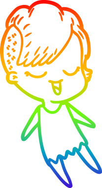 gökkuşağı gradyan çizimi mutlu bir çizgi film kızı bir insan tarafından çizildi