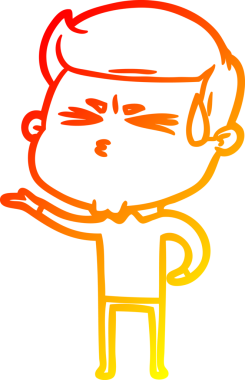 Bir insan tarafından çizilmiş terleyen bir çizgi film karakterinin sıcak çizgi çizimi.