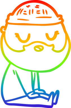 Bir insan tarafından çizilmiş sakallı bir karikatür çizimi.